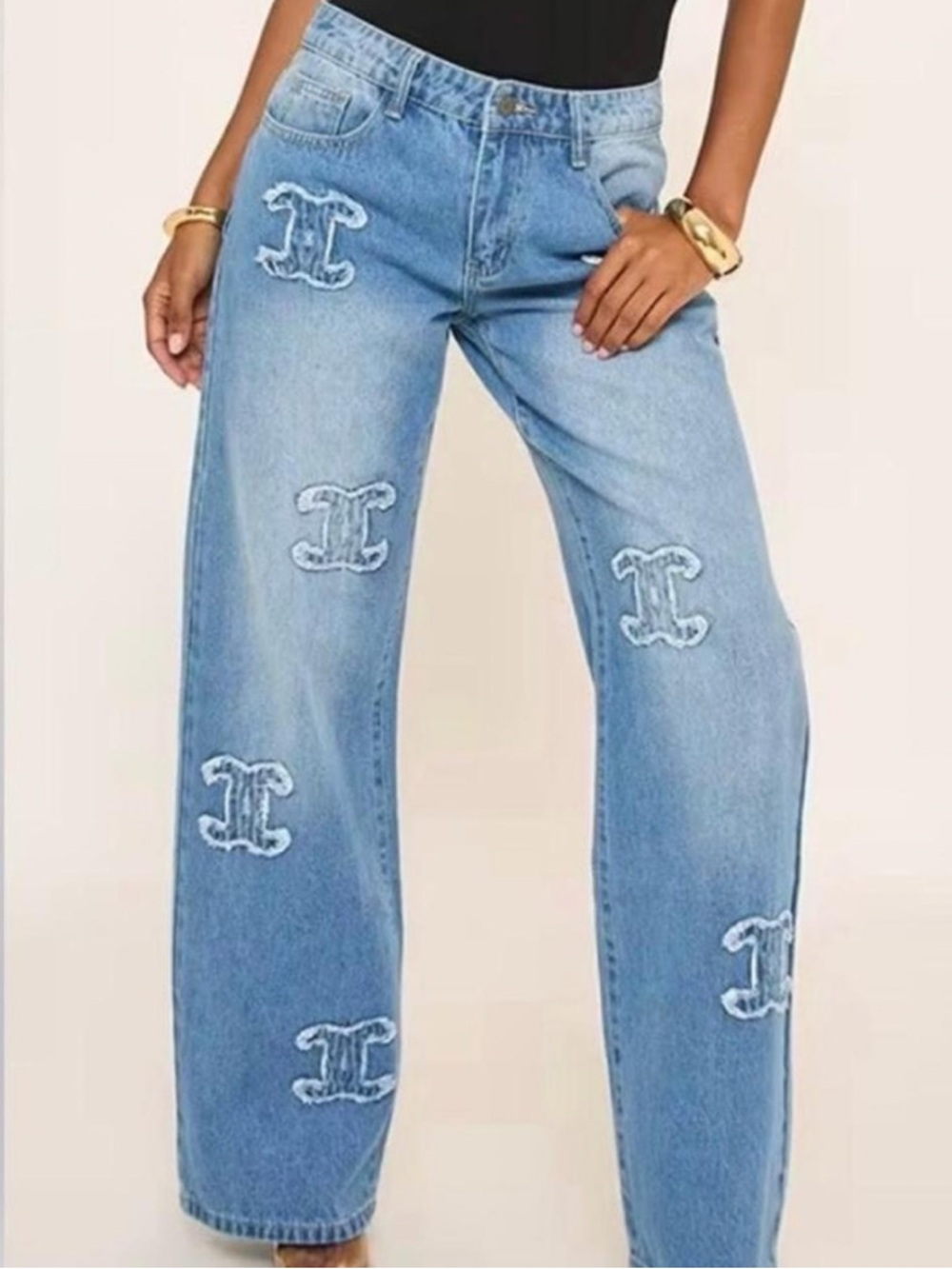 Luxury Embroidered Wide-Leg Jeans